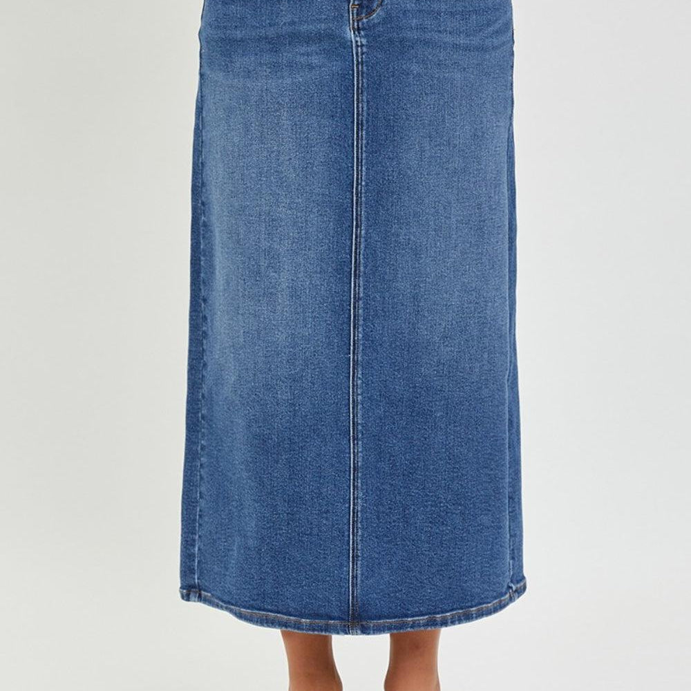 
                      
                        High Rise Back Slit Denim Skirt Skirts
                      
                    