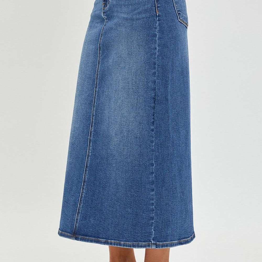 
                      
                        High Rise Back Slit Denim Skirt Skirts
                      
                    