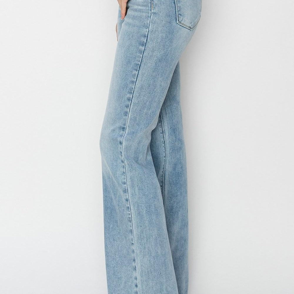 
                      
                        High Rise Raw Cut Hem Bootcut Jeans denim
                      
                    