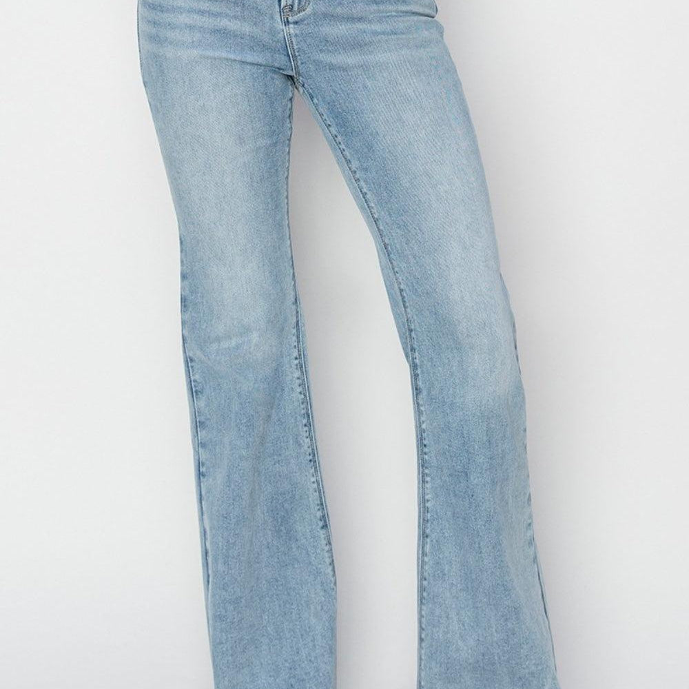 
                      
                        High Rise Raw Cut Hem Bootcut Jeans denim
                      
                    