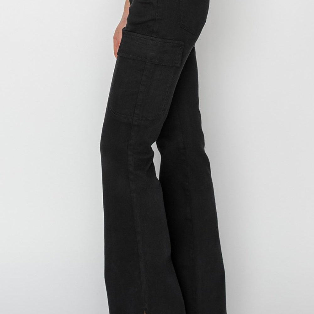 
                      
                        High Rise Side Slit Cargo Bootcut Jeans denim
                      
                    