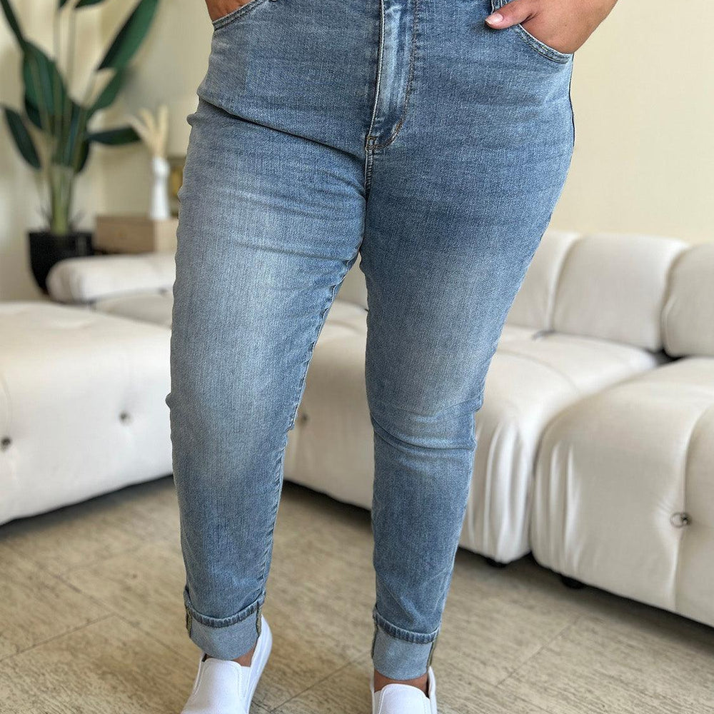 
                      
                        High Waist Cuff Hem Skinny Jeans Jeans
                      
                    