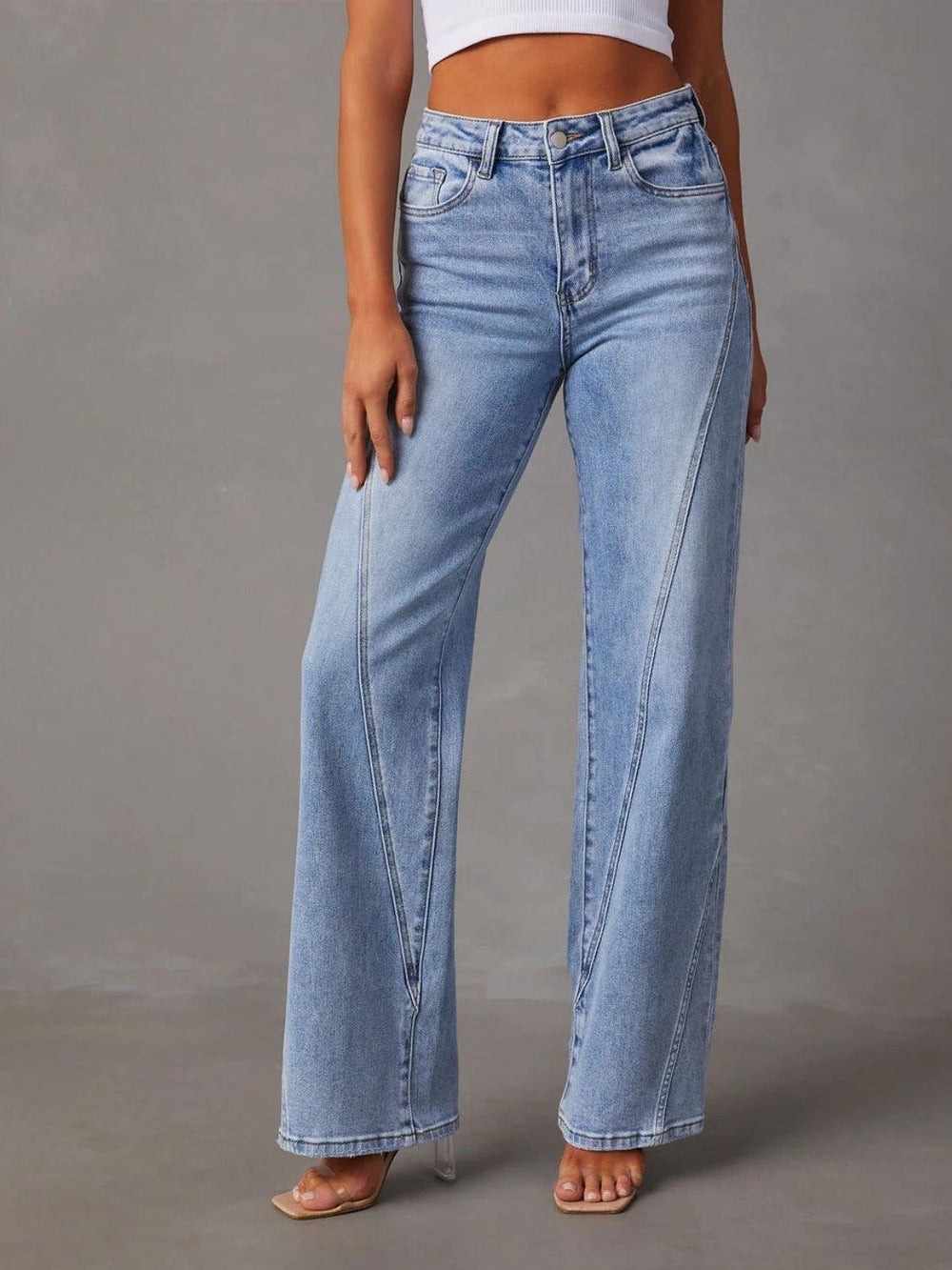 High Waist Straight Jeans denim