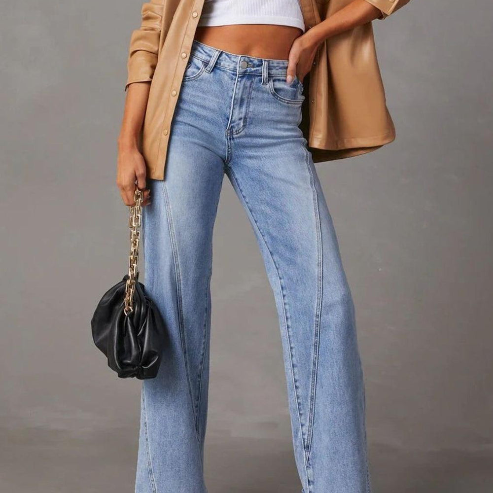 
                      
                        High Waist Straight Jeans denim
                      
                    