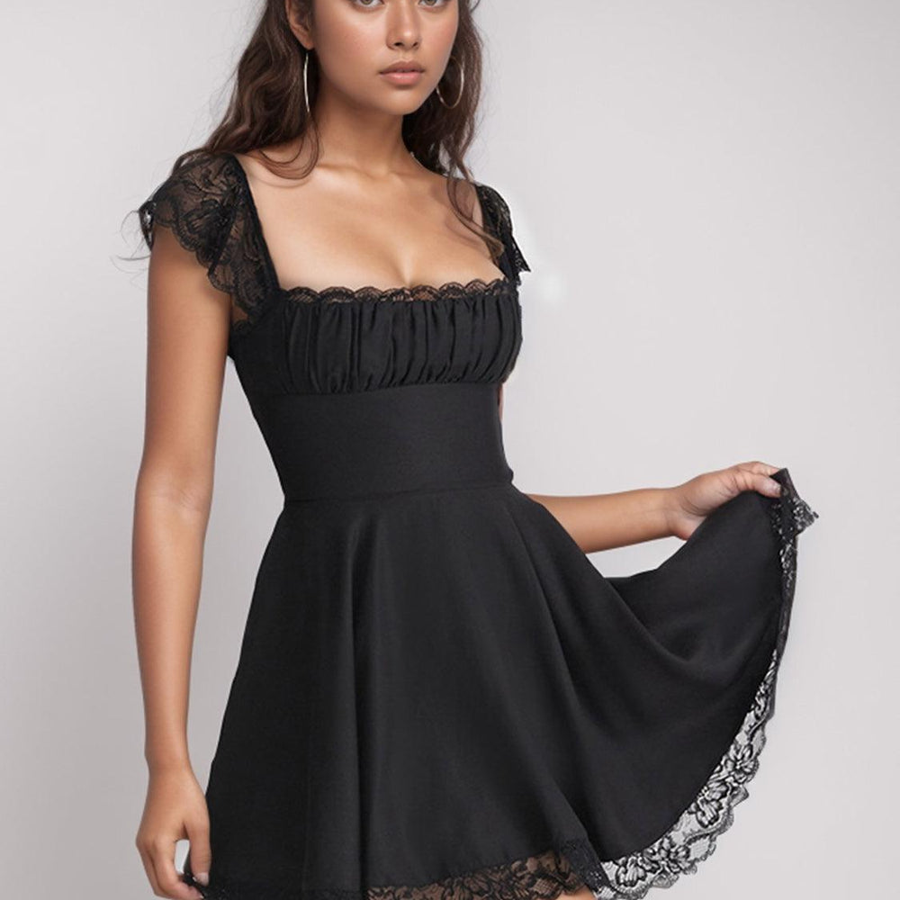 
                      
                        Lace Detail Square Neck Cap Sleeve Mini Dress Dresses
                      
                    