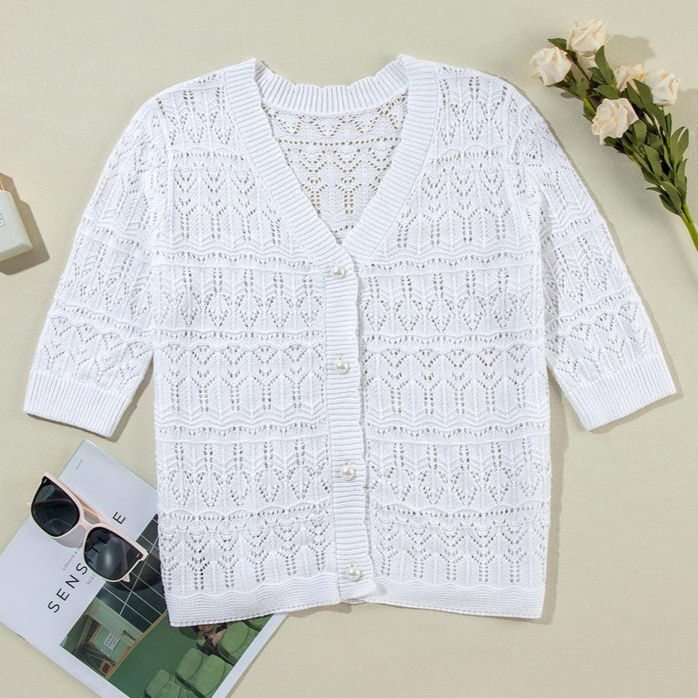 
                  
                    Openwork V-Neck Half Sleeve Cardigan cardigans
                  
                