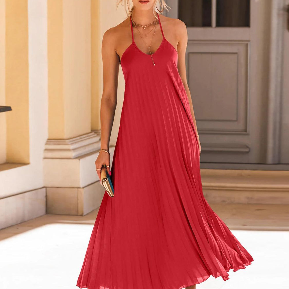 
                      
                        Pleated Halter Neck Sleeveless Dress Dresses
                      
                    