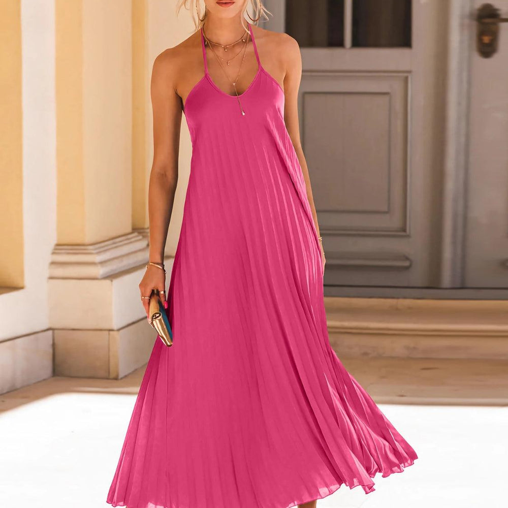 
                      
                        Pleated Halter Neck Sleeveless Dress Dresses
                      
                    