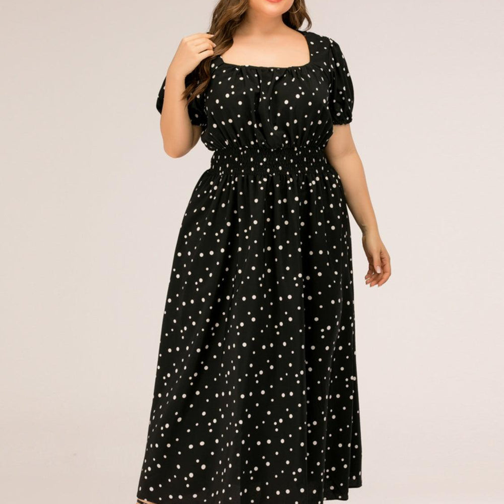 Plus Size Polka Dot Square Neck Dress Dresses