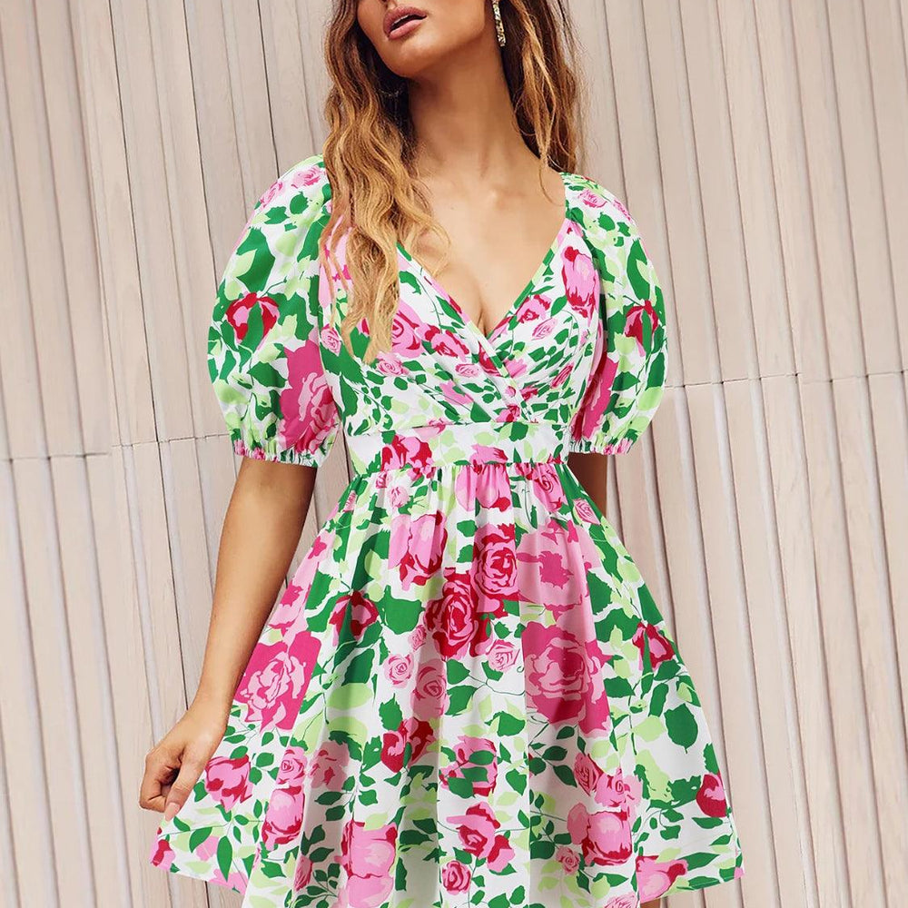 
                  
                    Printed Surplice Short Sleeve Dress Dresses
                  
                