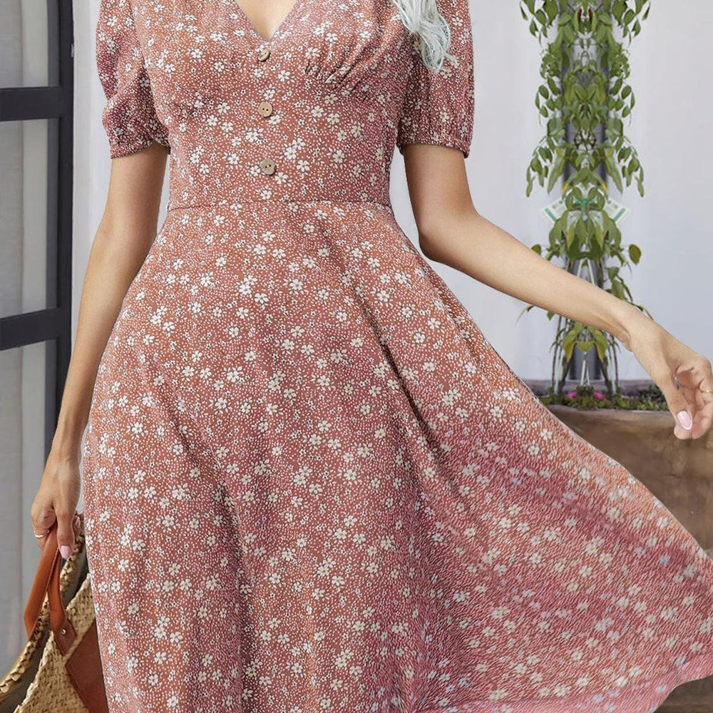 
                  
                    Printed V-Neck Short Sleeve Dress Dresses
                  
                