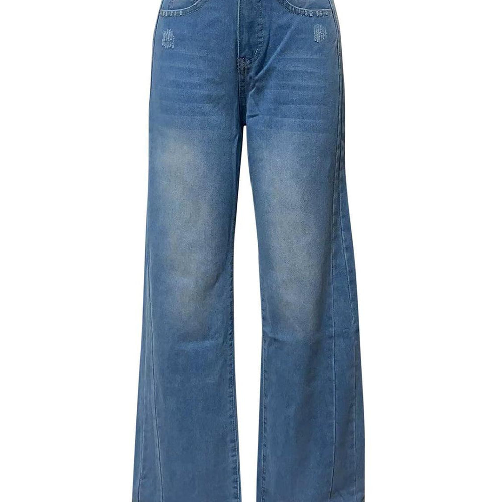 
                      
                        Raw Hem Wide Leg Jeans with Pockets denim
                      
                    