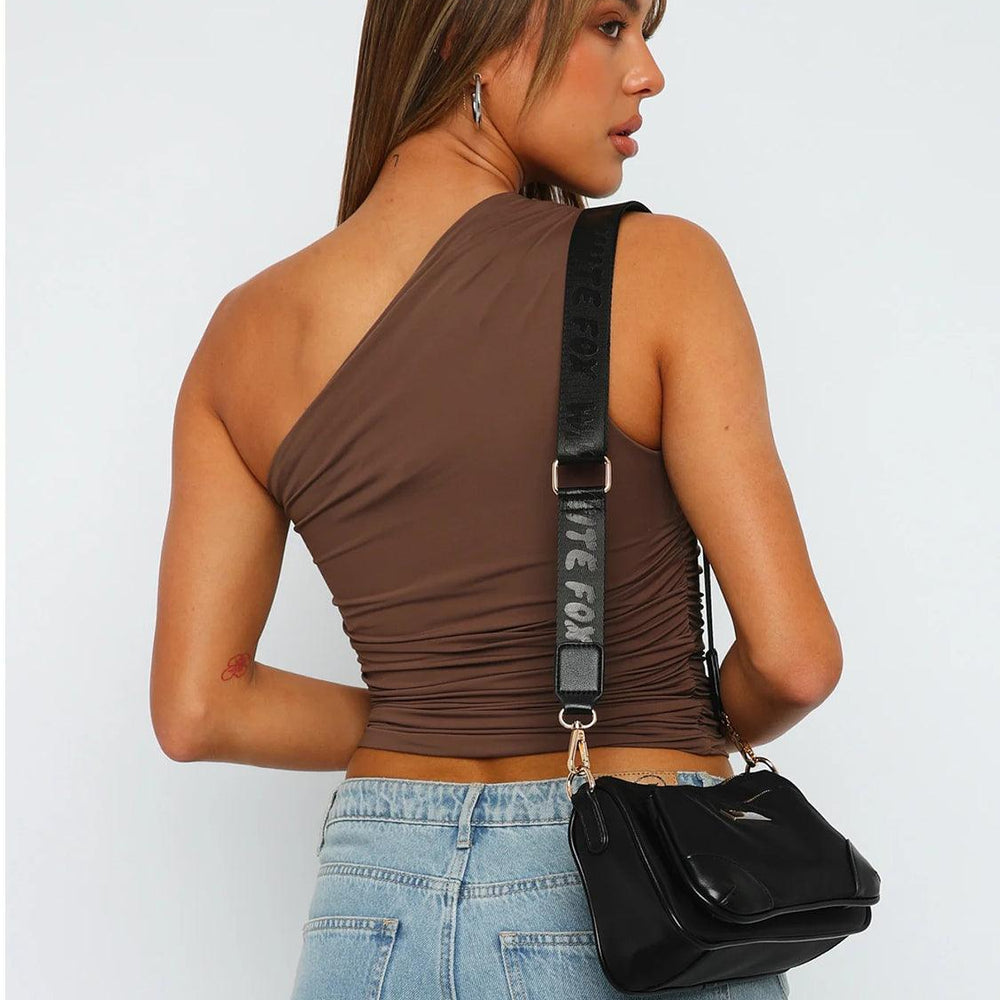 
                      
                        Ruched One Shoulder Tank Tops
                      
                    