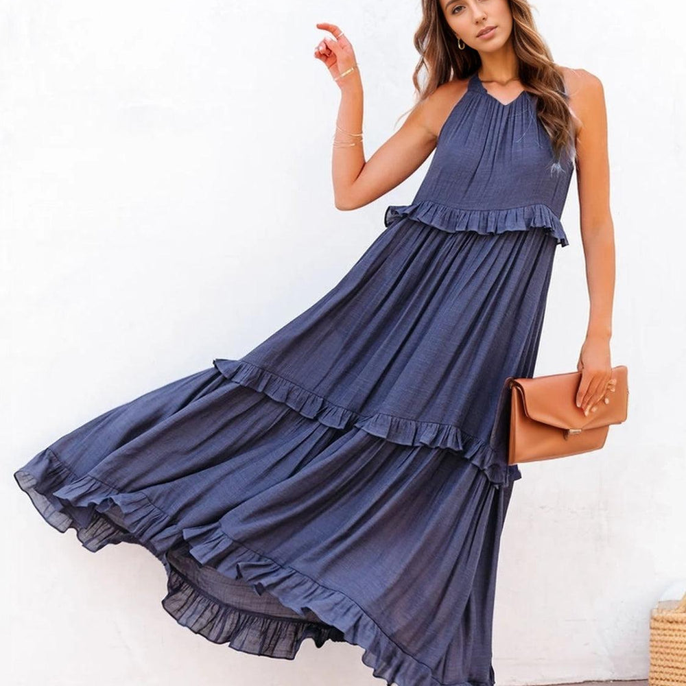 
                      
                        Ruffled Sleeveless Tiered Maxi Dress with Pockets Dresses
                      
                    