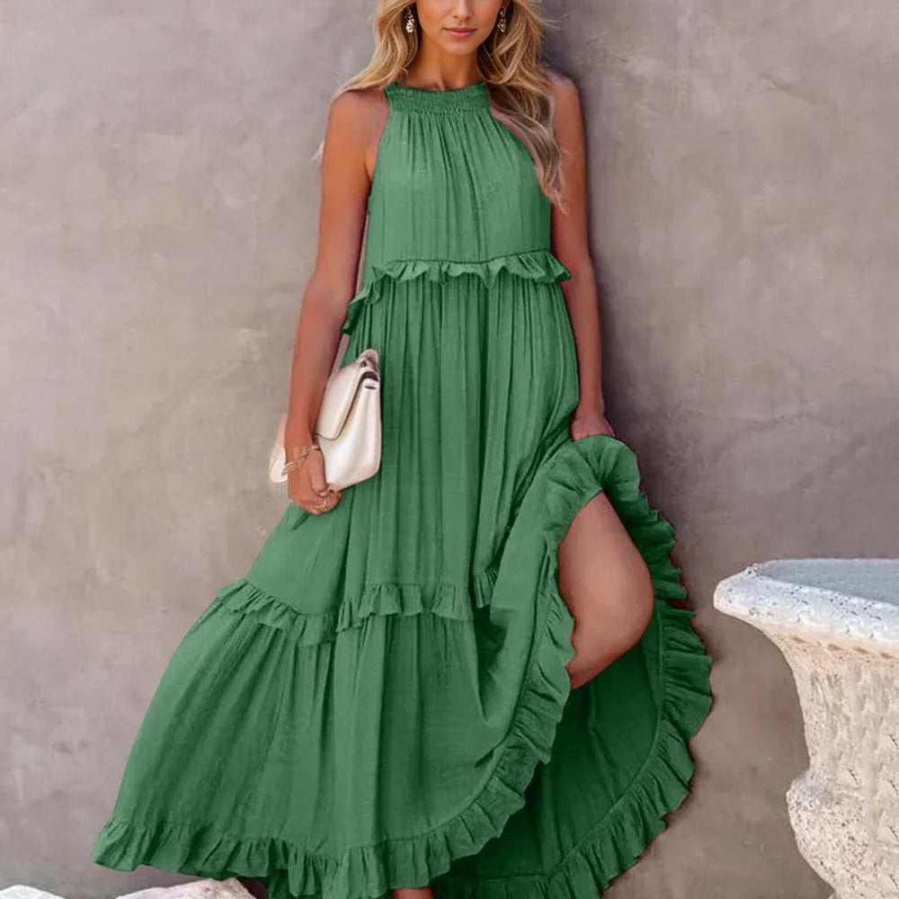 
                      
                        Ruffled Sleeveless Tiered Maxi Dress with Pockets Dresses
                      
                    