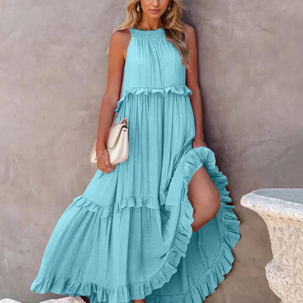 
                      
                        Ruffled Sleeveless Tiered Maxi Dress with Pockets Dresses
                      
                    