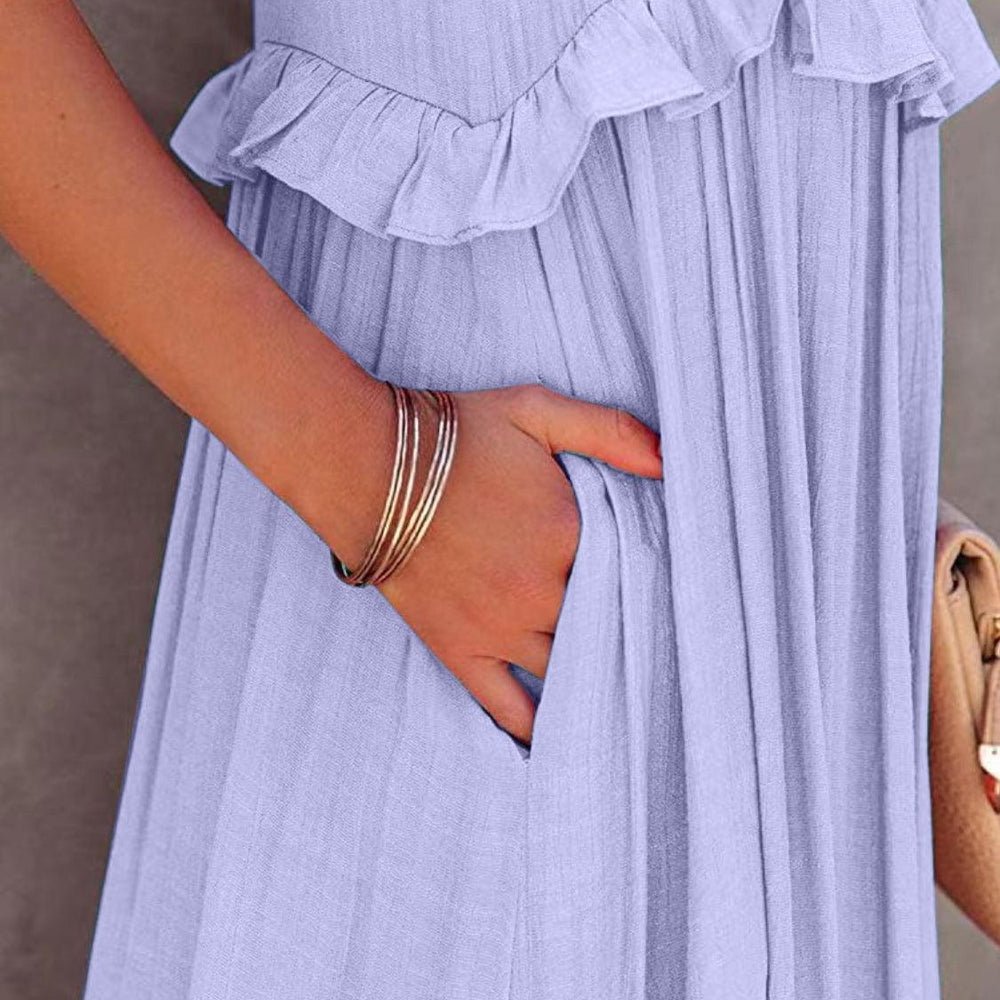 
                      
                        Ruffled Sleeveless Tiered Maxi Dress with Pockets Dresses
                      
                    