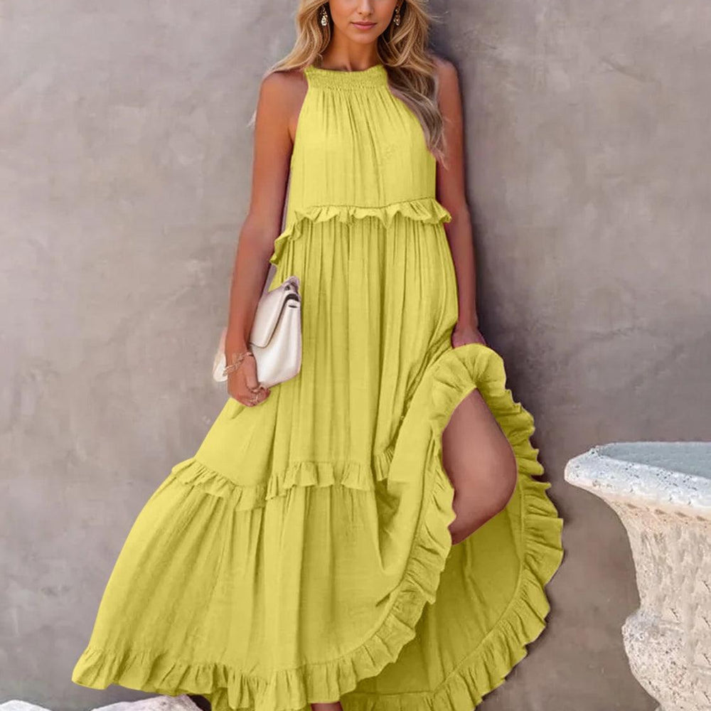 
                      
                        Ruffled Sleeveless Tiered Maxi Dress with Pockets Dresses
                      
                    