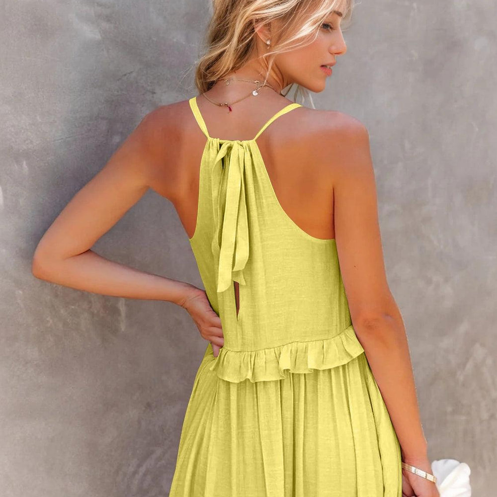 
                      
                        Ruffled Sleeveless Tiered Maxi Dress with Pockets Dresses
                      
                    