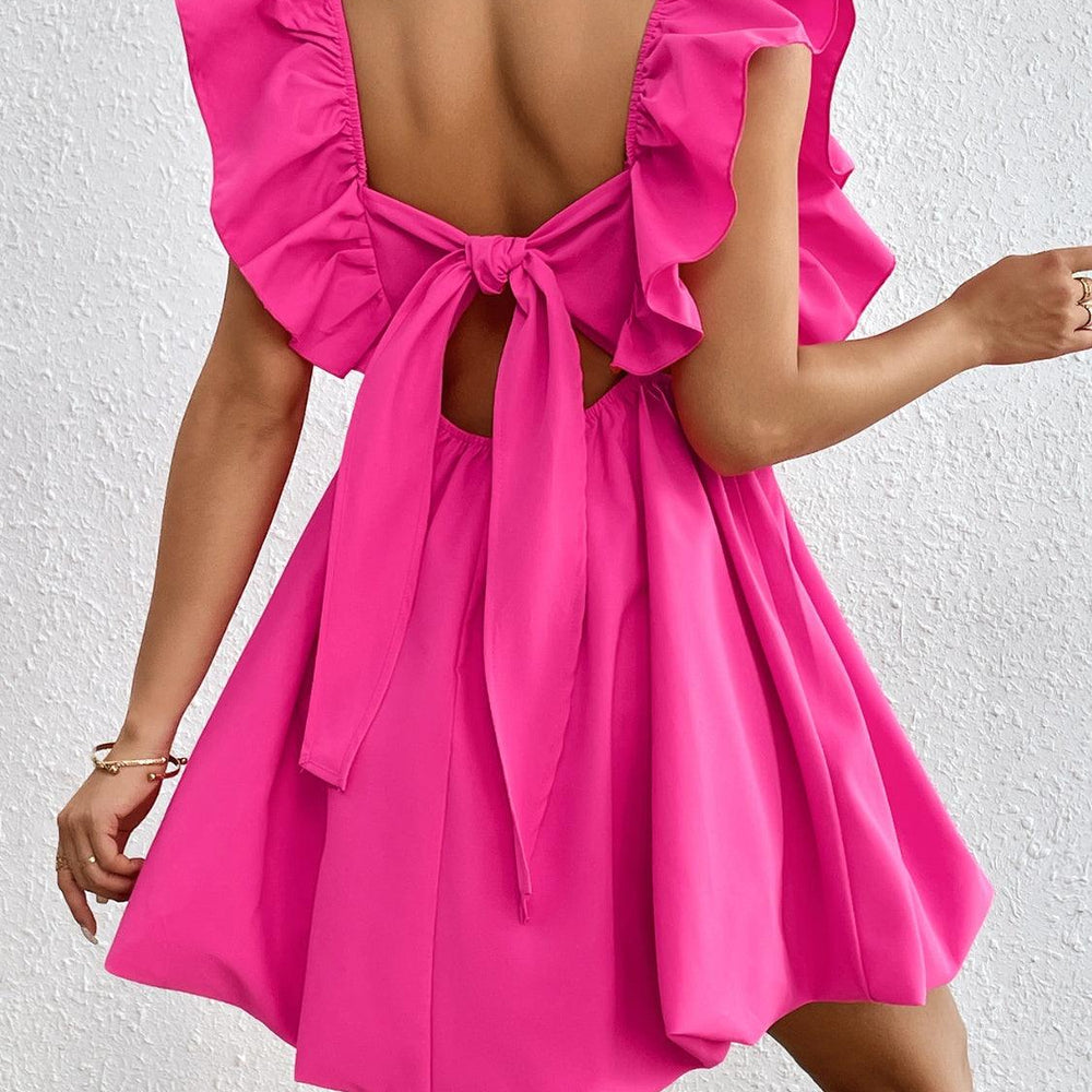 
                      
                        Ruffled V-Neck Cap Sleeve Mini Dress Dresses
                      
                    