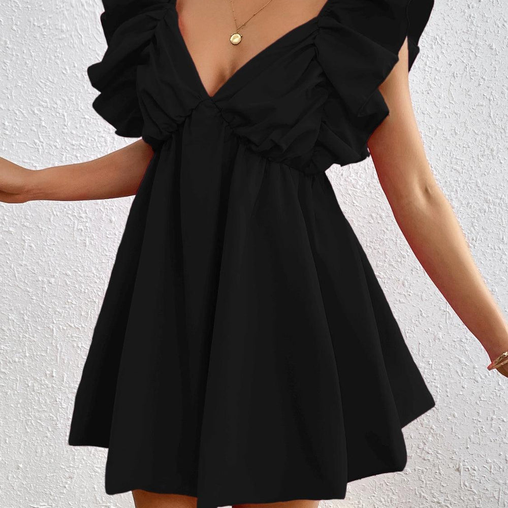 
                      
                        Ruffled V-Neck Cap Sleeve Mini Dress Dresses
                      
                    