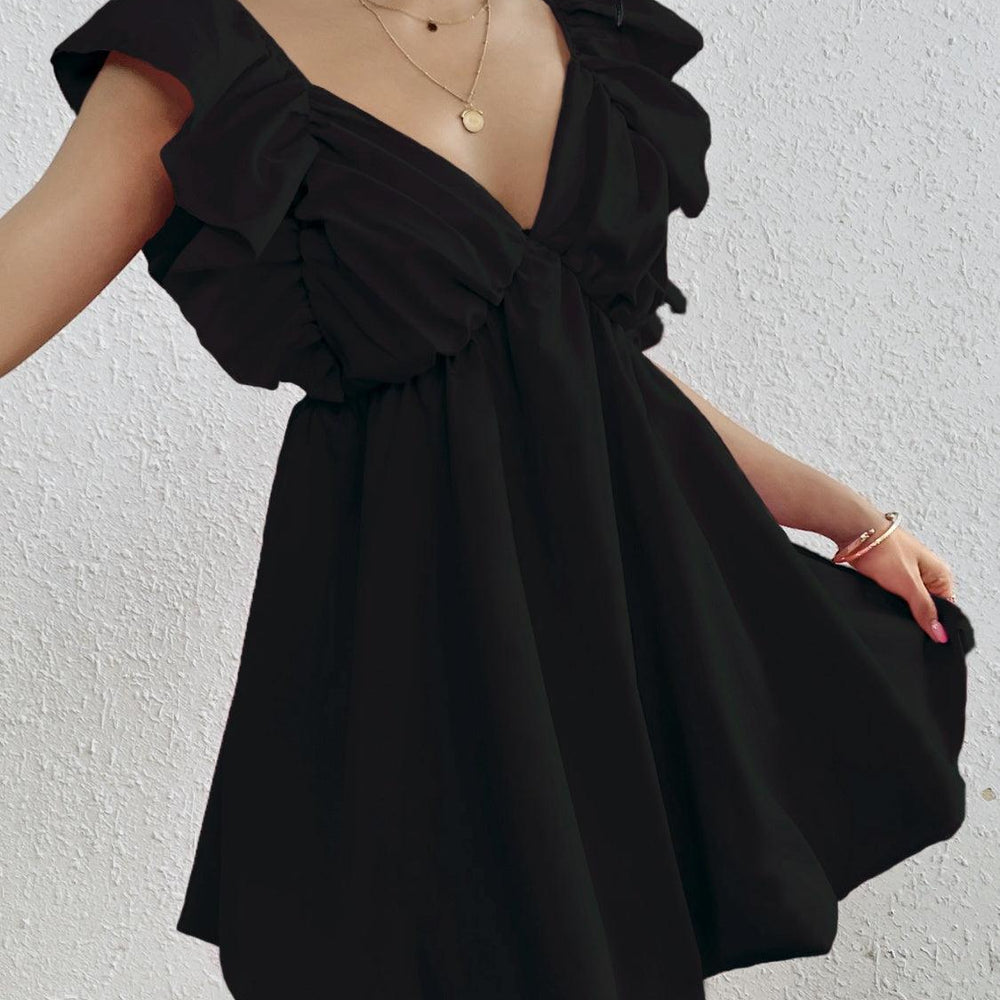 
                      
                        Ruffled V-Neck Cap Sleeve Mini Dress Dresses
                      
                    