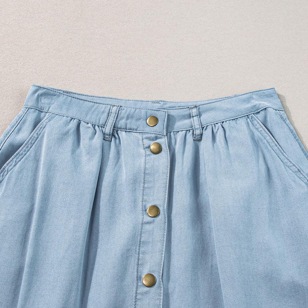 
                  
                    Snap Down High Waist Denim Skirt Skirts
                  
                