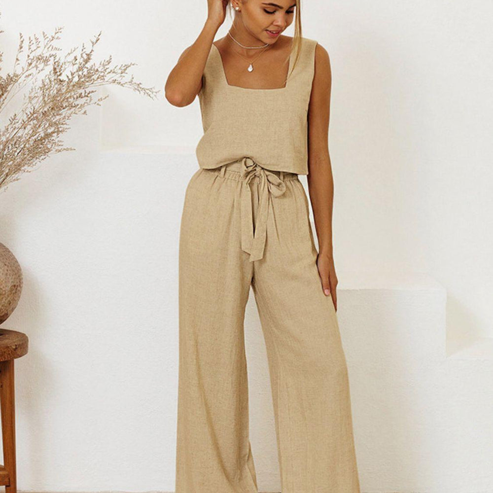 
                      
                        Square Neck Sleeveless Top and Pants Set Sets
                      
                    