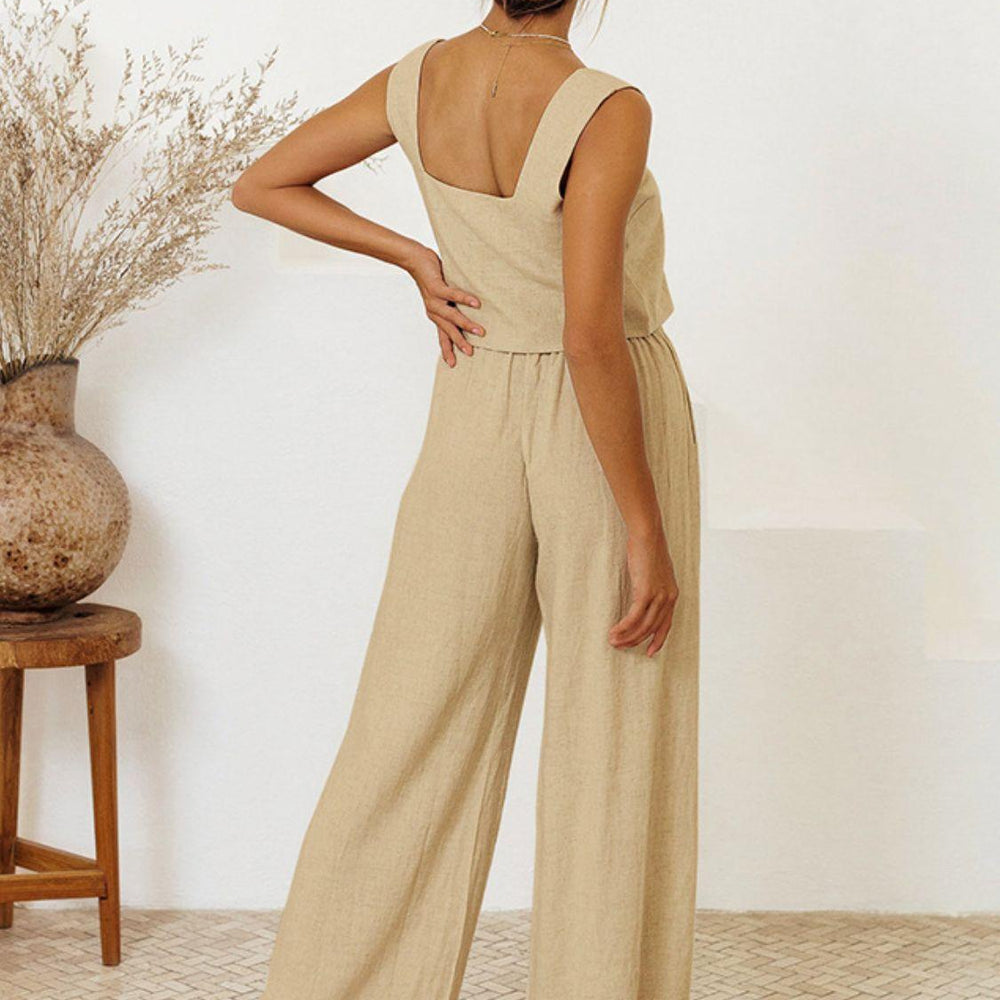 
                      
                        Square Neck Sleeveless Top and Pants Set Sets
                      
                    