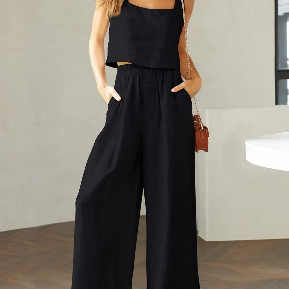 
                      
                        Square Neck Top and Wide Leg Pants Set Sets
                      
                    