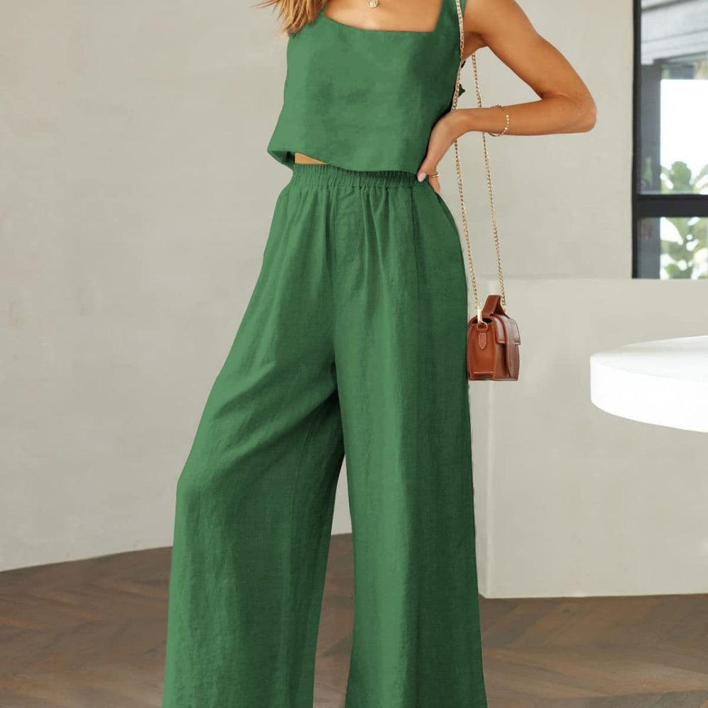 
                      
                        Square Neck Top and Wide Leg Pants Set Sets
                      
                    