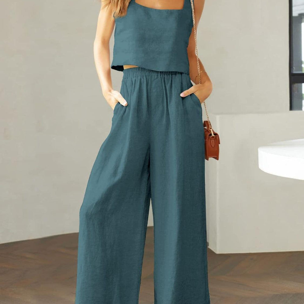 
                      
                        Square Neck Top and Wide Leg Pants Set Sets
                      
                    