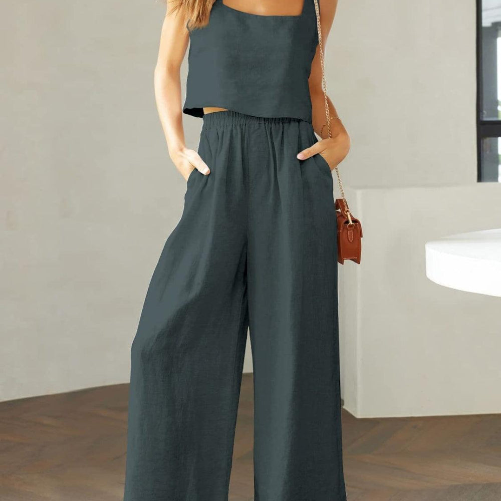 
                      
                        Square Neck Top and Wide Leg Pants Set Sets
                      
                    