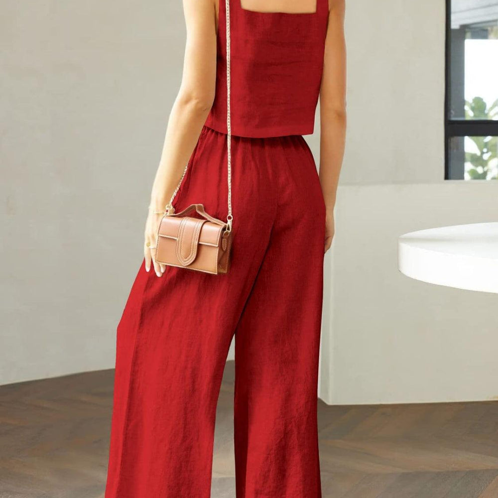 
                      
                        Square Neck Top and Wide Leg Pants Set Sets
                      
                    