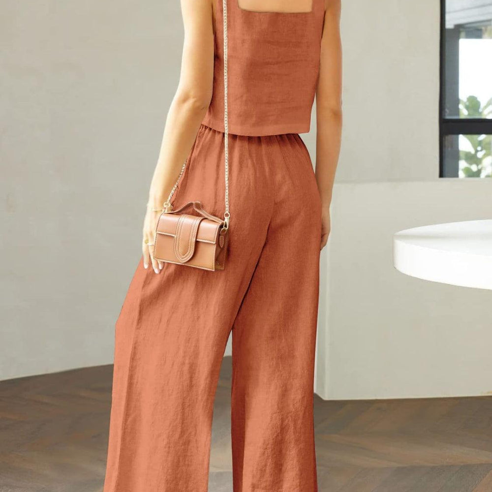 
                      
                        Square Neck Top and Wide Leg Pants Set Sets
                      
                    