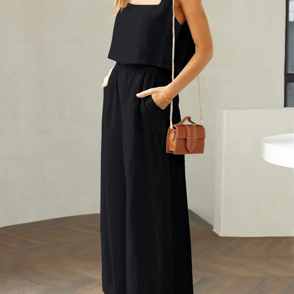 
                      
                        Square Neck Top and Wide Leg Pants Set Sets
                      
                    