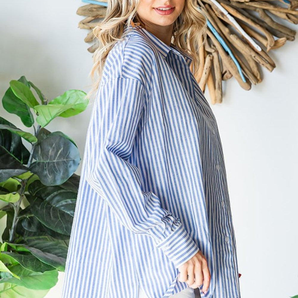 
                      
                        Striped Button Down High-Low Hem Shirt Shirts
                      
                    