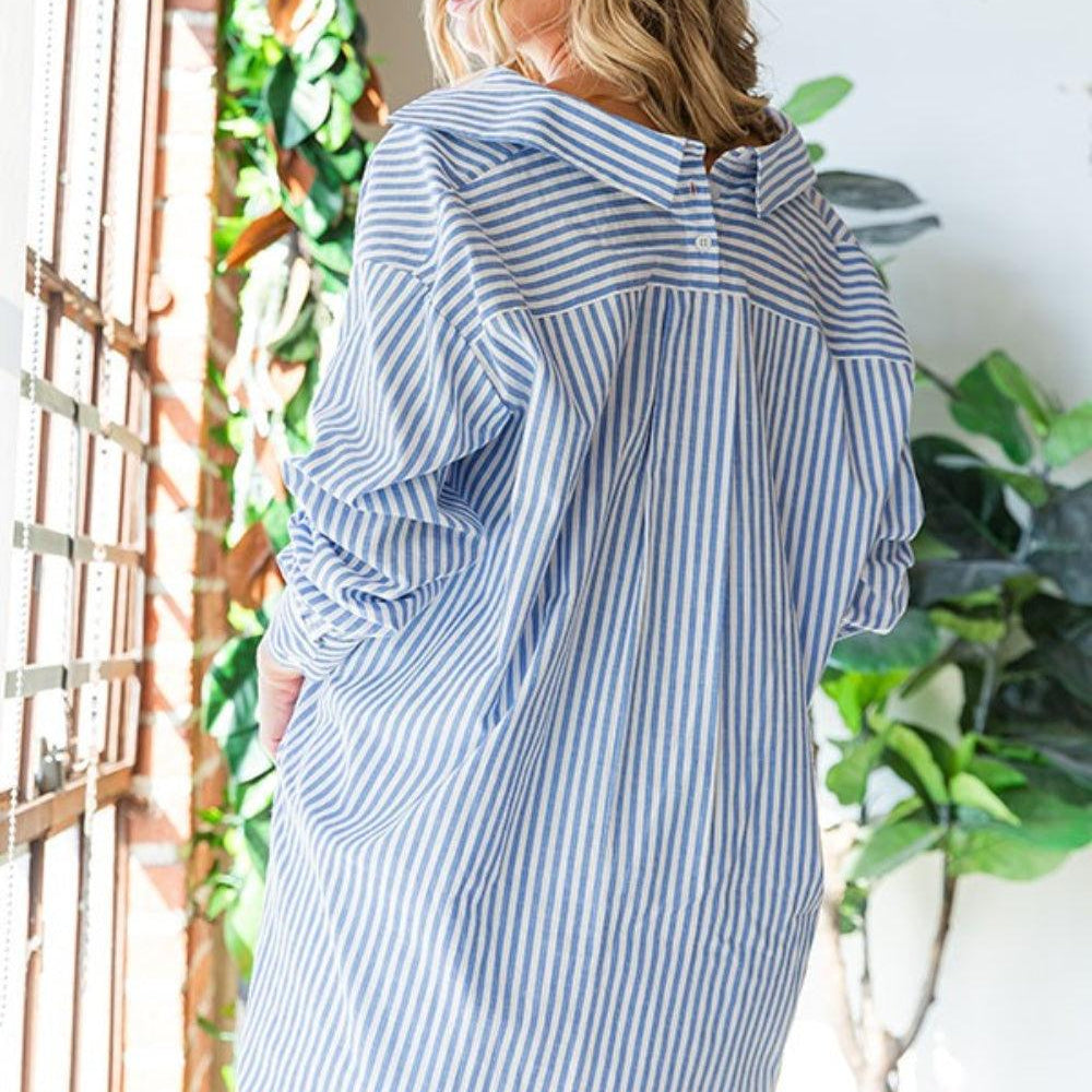 
                      
                        Striped Button Down High-Low Hem Shirt Shirts
                      
                    