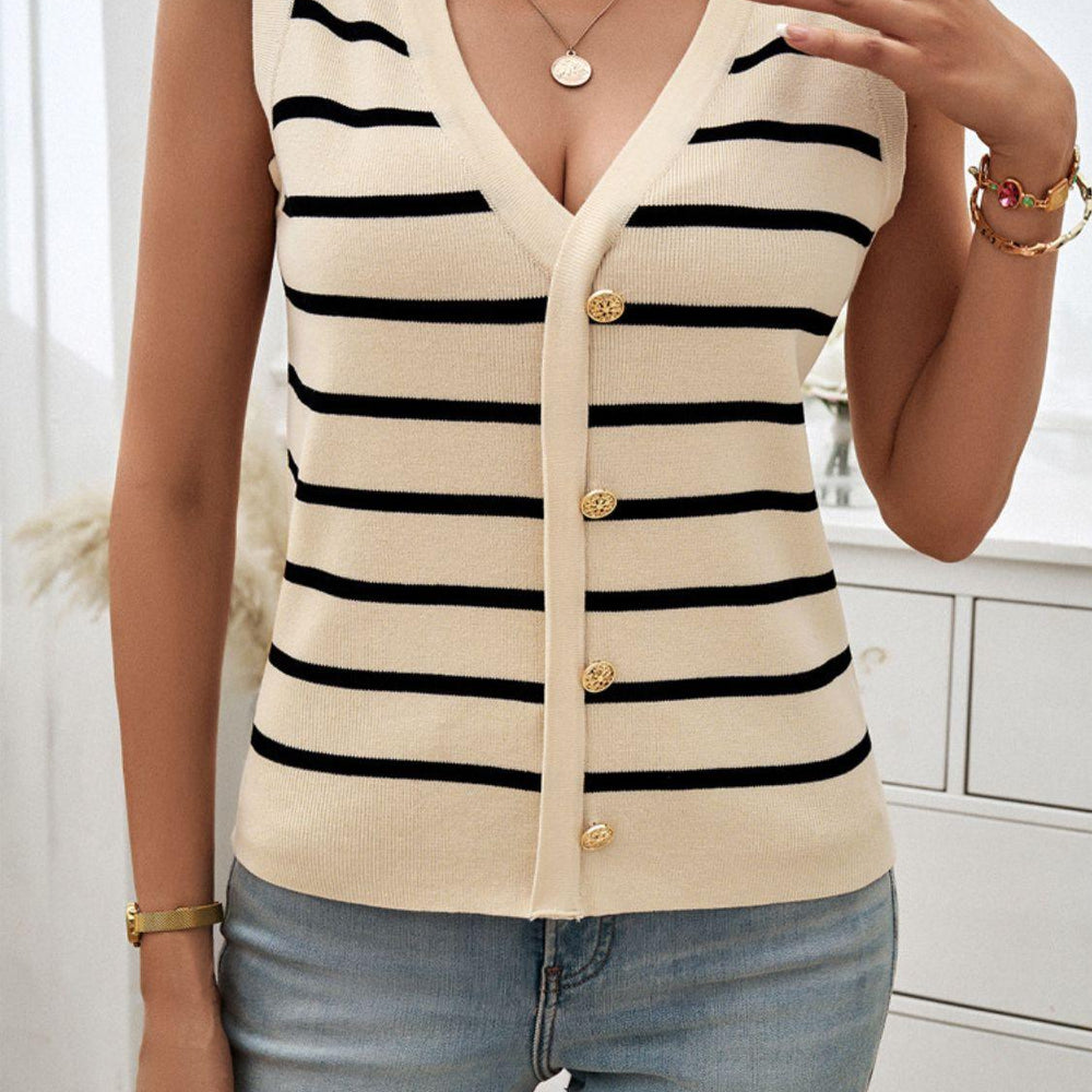 
                      
                        Striped V-Neck Knit Tank Vests
                      
                    