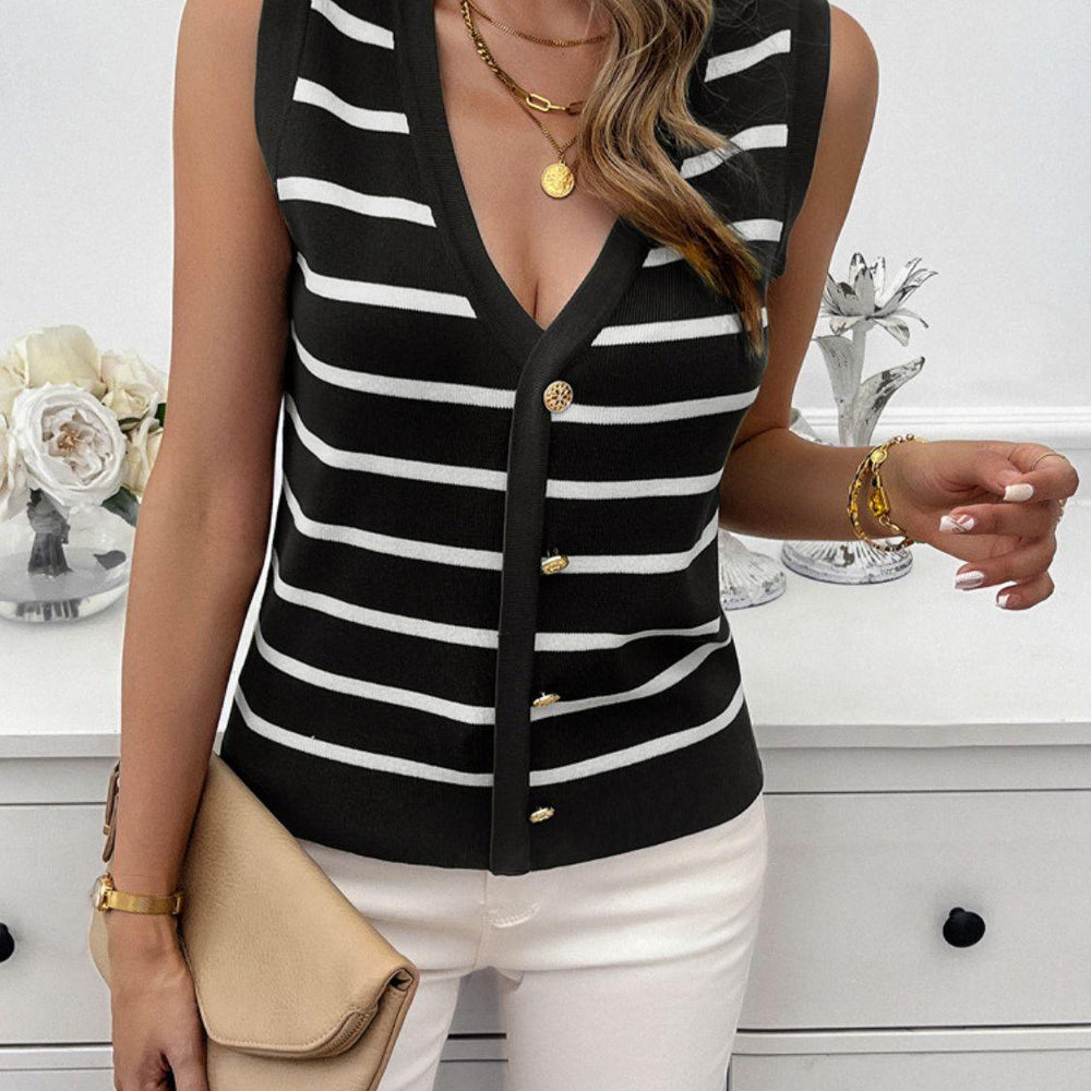 
                      
                        Striped V-Neck Knit Tank Vests
                      
                    