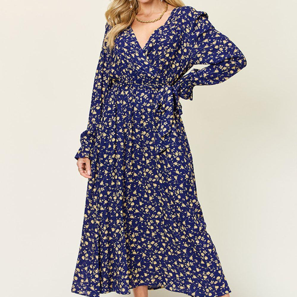 Tie Back Flounce Sleeve Dress Dresses