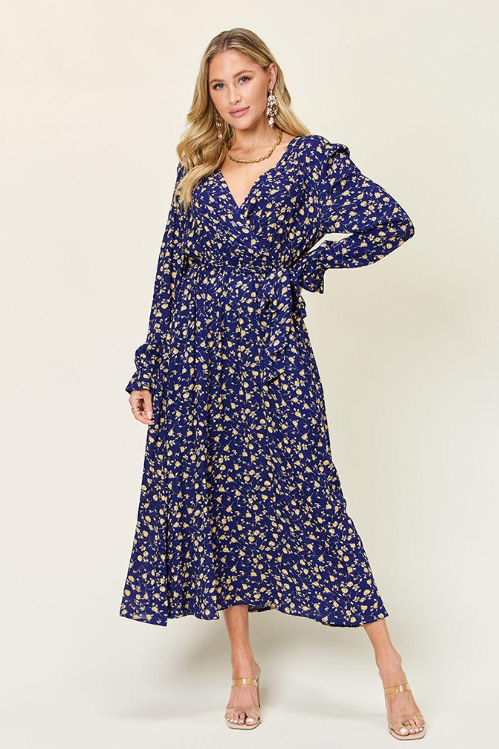 Tie Back Flounce Sleeve Dress Dresses