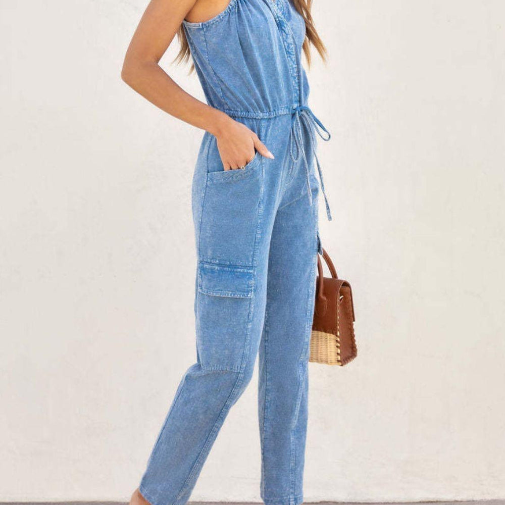 
                      
                        V-Neck Sleeveless Denim Jumpsuit Jumpsuits
                      
                    