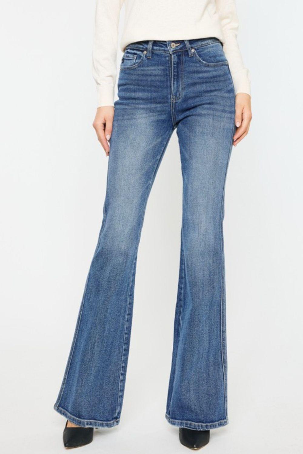 Cat's Whiskers High Waist Flare Jeans denim