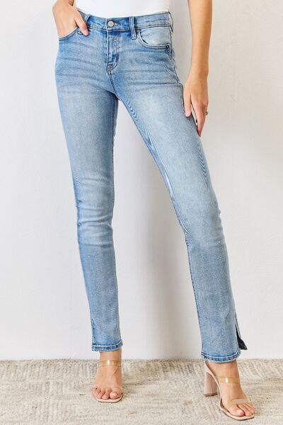 Full Size Mid Rise Y2K Slit Bootcut Jeans Jeans