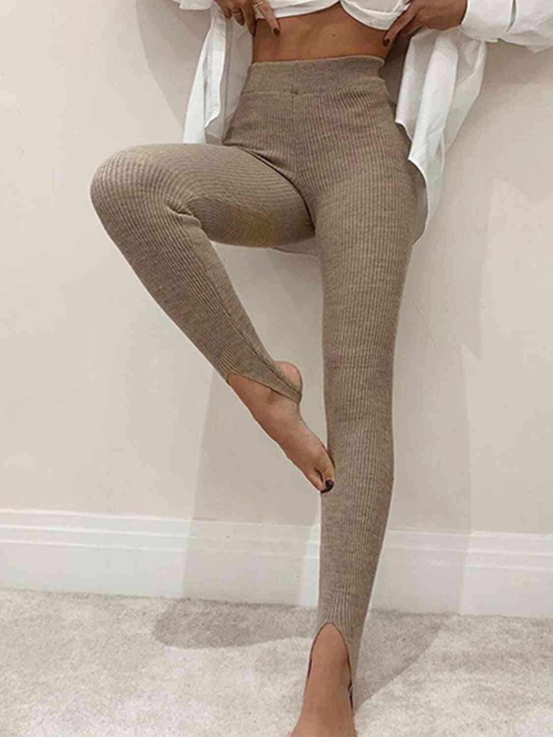 Ribbed Mid Waist Leggings Bottoms