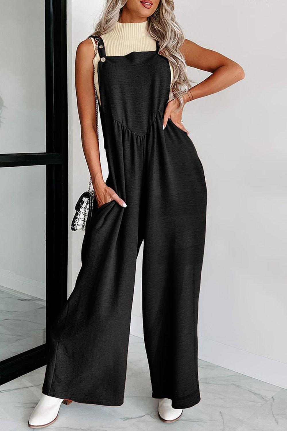 Square Neck Wide Strap Jumpsuit Jumpsuits